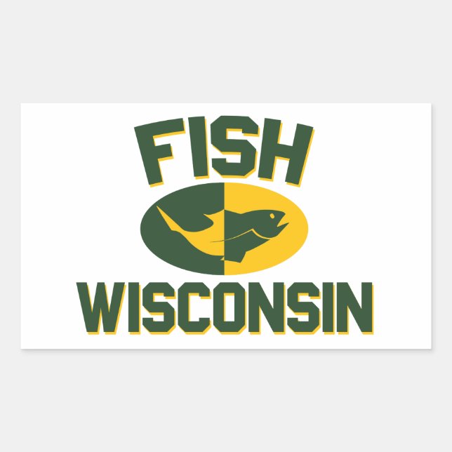 Pegatina Rectangular Fish Wisconsin (Anverso)