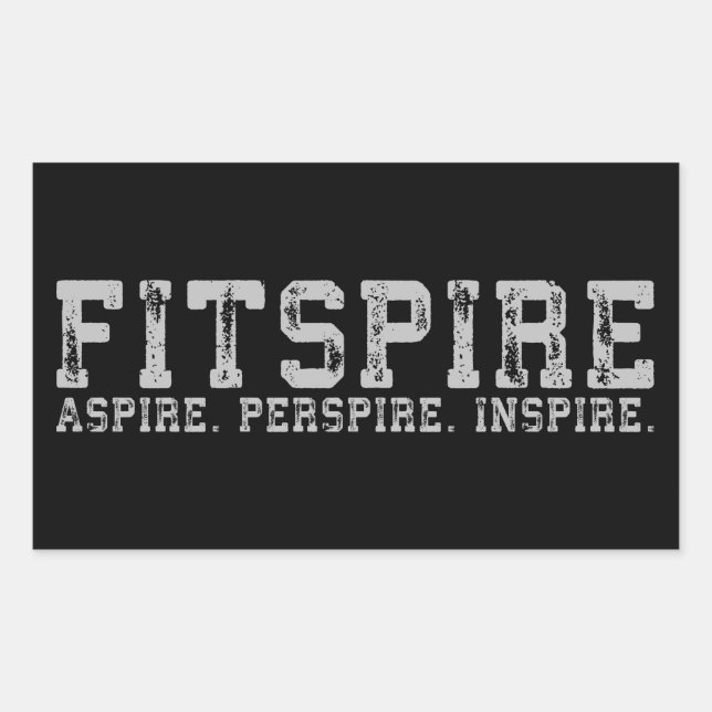 Pegatina Rectangular Fitspire - Aspire, Perspire, Inspire - Workout (Anverso)