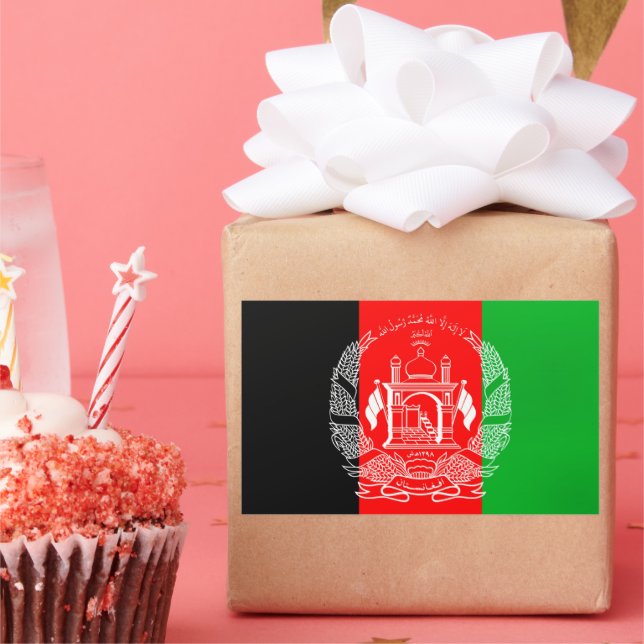 Pegatina Rectangular Flag of Afghanistan (Fiesta)