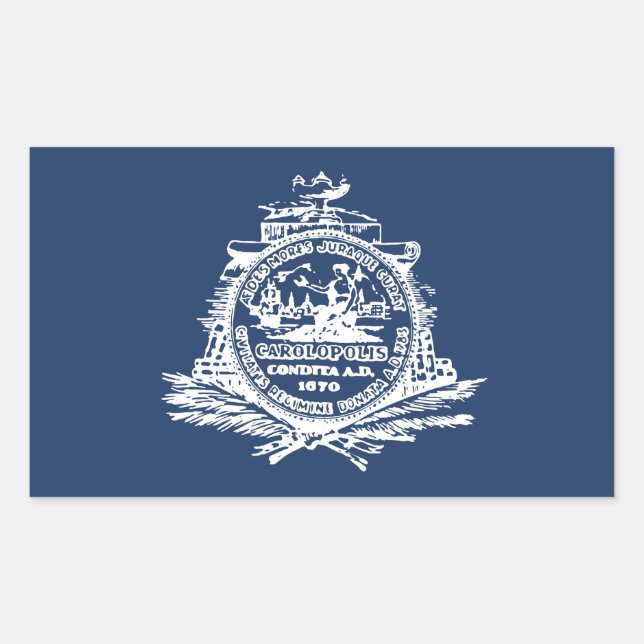 Pegatina Rectangular Flag of Charleston, South Carolina (Anverso)