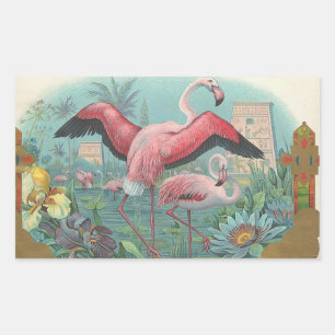 Pegatina Rectangular Flamingo