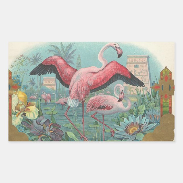Pegatina Rectangular Flamingo (Anverso)