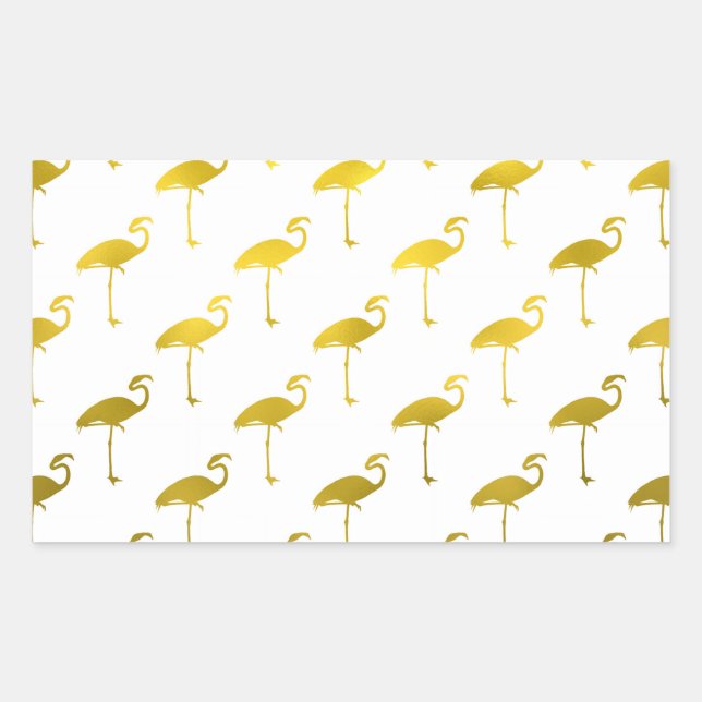 Pegatina Rectangular Flamingo amarillo Relieve metalizado metálico Flam (Anverso)