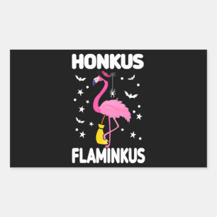 Pegatina Rectangular Flamingoo   Honkus Flaminkus Halloween Flamingoo