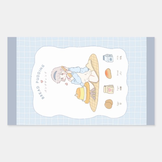 Pegatina Rectangular ✩°｡⋆⸜ 🌸 Flan Soñador Suave 🌸 ⸝⋆｡°✩  (Anverso)