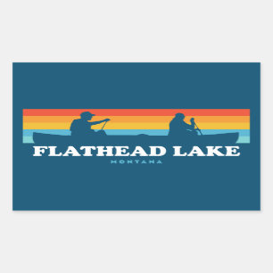 Pegatina Rectangular Flathead Lake Montana Canoe