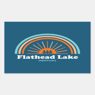 Pegatina Rectangular Flathead Lake Montana Rainbow