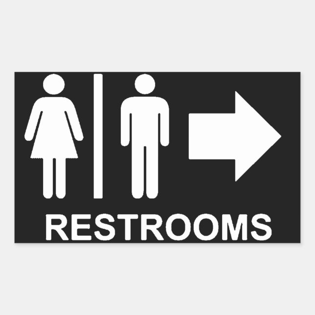 Pegatina Rectangular Flecha de señal de baño (Anverso)