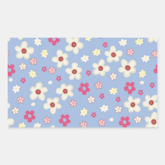 Pegatina Rectangular fleurs printanières sur fond bleu
