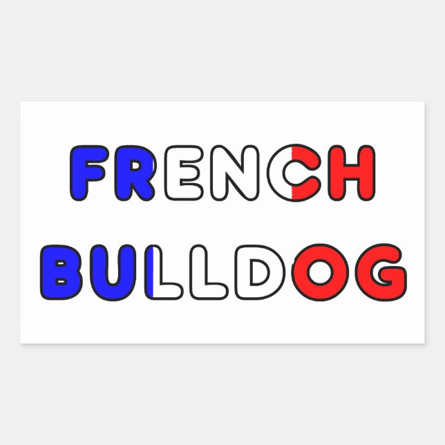 Pegatina Rectangular flg de bulldog francés de nombre (Anverso)