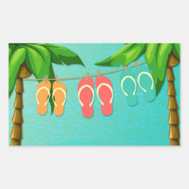 Pegatina Rectangular Flips-flopes tropicales