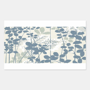 Pegatina Rectangular Flor asiática de hoja azul japonesa