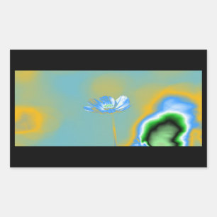 Pegatina Rectangular Flor azul del cosmos del arte pop