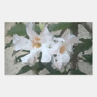 Pegatina Rectangular Flor blanca bloqueada de vidrio