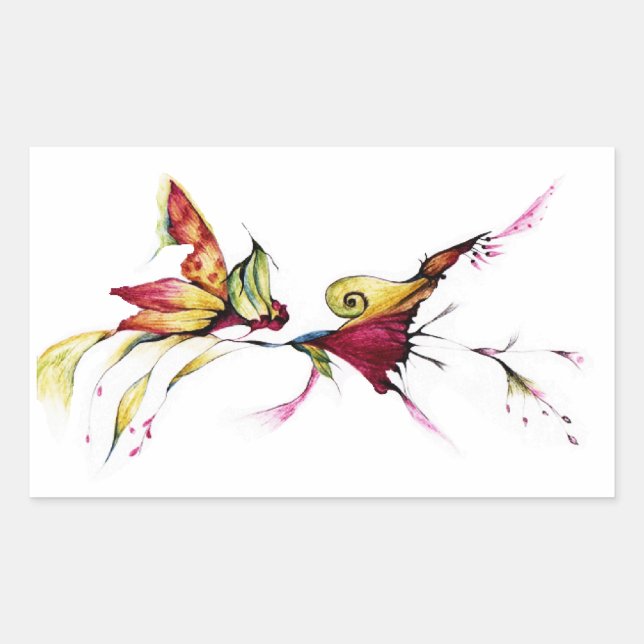 Pegatina Rectangular Flor de amor (Anverso)