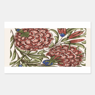 Pegatina Rectangular Flor de Carnación Tile Arte Antiguo