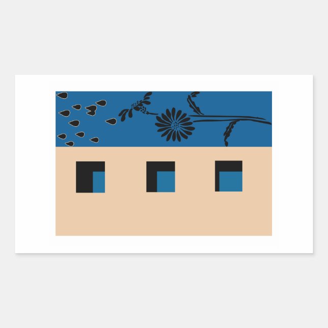 Pegatina Rectangular Flor de edificio (Anverso)