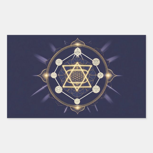 Pegatina Rectangular Flor de Infinito — Geometría Sagrada Celestial (Anverso)
