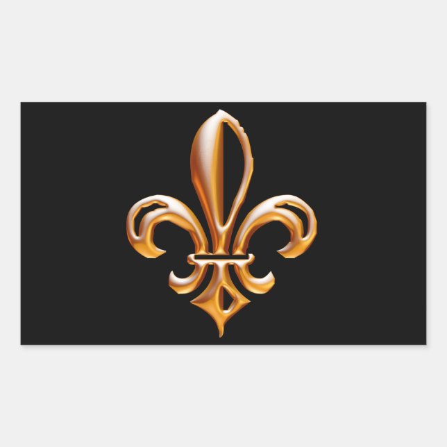 Pegatina Rectangular Flor de oro de Lis (Anverso)