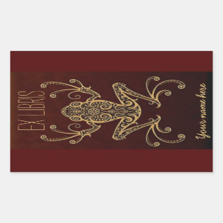 Pegatina Rectangular Flor de rana tribal ex libris
