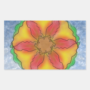 Pegatina Rectangular Flor extraña