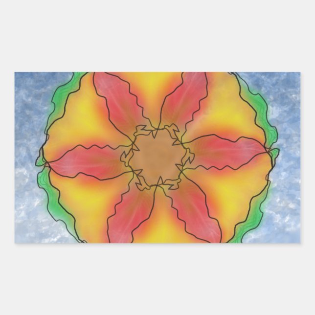 Pegatina Rectangular Flor extraña (Anverso)