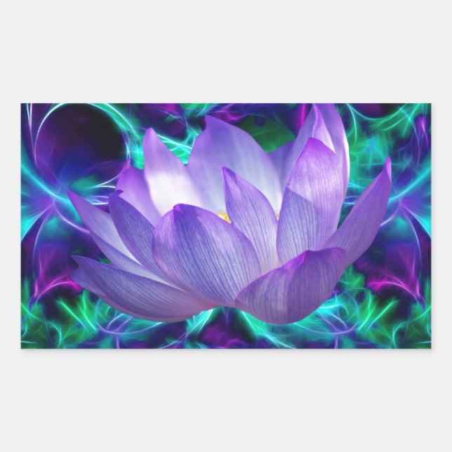 Pegatina Rectangular Flor morada de loto y su significado (Anverso)