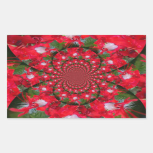 Pegatina Rectangular Flor Roja Natural White Feather kaleidoscope arte