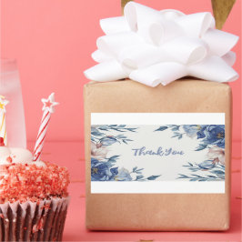 Pegatina Rectangular Flora azul de color de agua suave