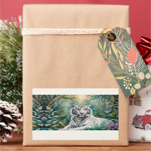 Pegatina Rectangular Flora de jungla de tigres blancos