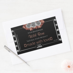 Pegatina Rectangular Floral Black Red Silver Product Labs Jewels Logo