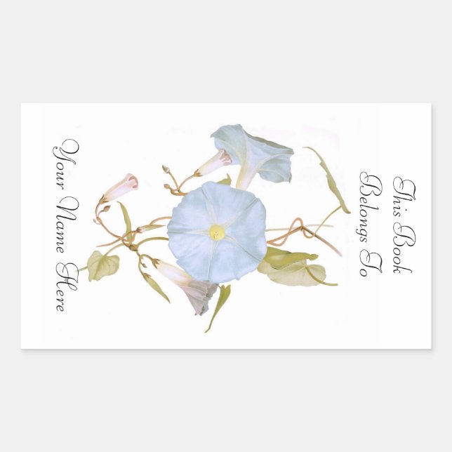 Pegatina Rectangular Floral Bookplate (Anverso)