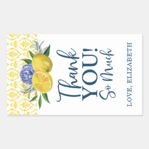 Pegatina Rectangular Floral Lemon Bridal Shower Gracias