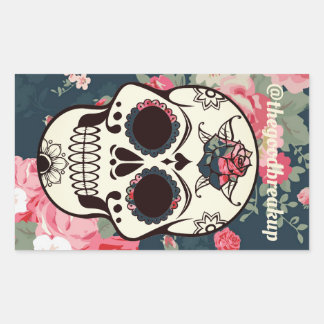 Pegatina Rectangular Floral Skull