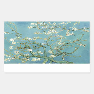 Pegatina Rectangular Florecimiento de almendra por Van Gogh