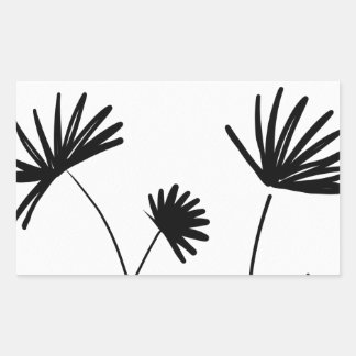 Pegatina Rectangular flores abstractas minimalistas en blanco y negro