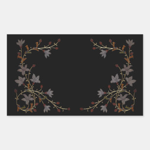 Pegatina Rectangular Flores Art Deco sobre negro