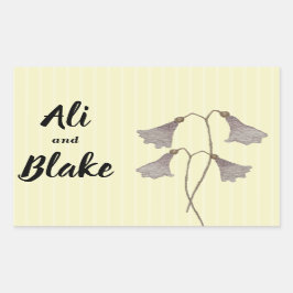 Pegatina Rectangular Flores botánicas de acuarela de flores silvestres