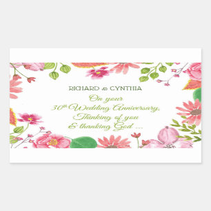 Pegatina Rectangular Flores de 30 años Bodas