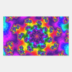 Pegatina Rectangular Flores de arcoiris