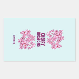 Pegatina Rectangular Flores de cerezo rosa
