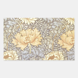 Pegatina Rectangular Flores de crisantemo de William Morris
