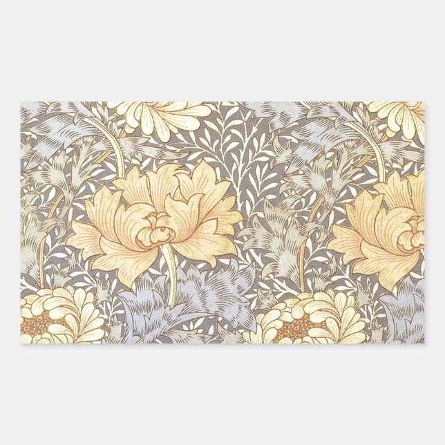 Pegatina Rectangular Flores de crisantemo de William Morris (Anverso)