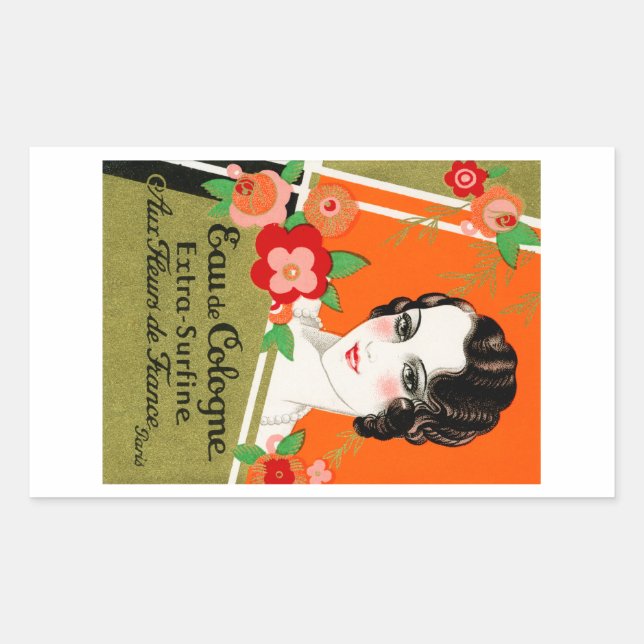 Pegatina Rectangular Flores de Francia Perfume 1925 (Anverso)