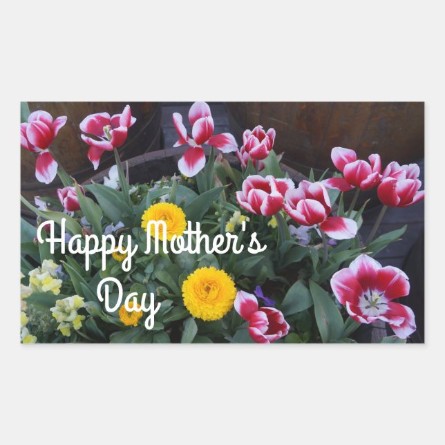 Pegatina Rectangular Flores de primavera del Día de la Madre #4 Pegatin (Anverso)