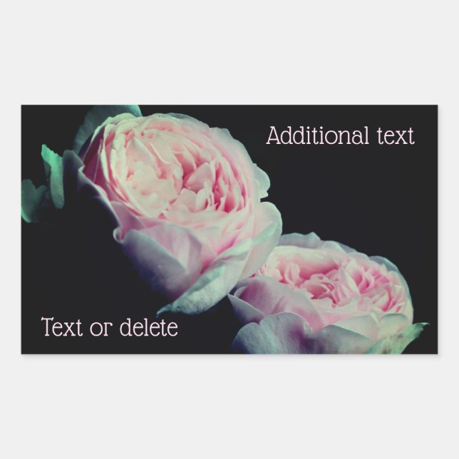 Pegatina Rectangular Flores de Rosa Rosa Personalizadas (Anverso)