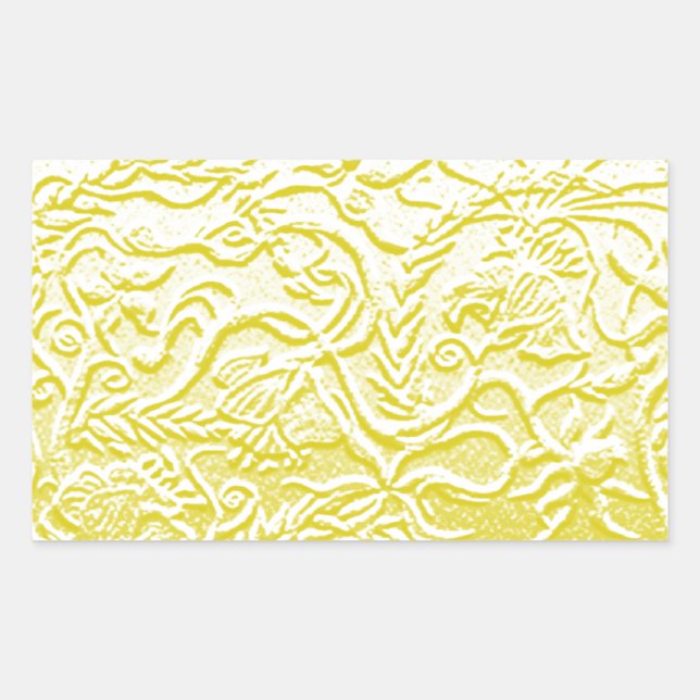 Pegatina Rectangular Flores doradas (Anverso)