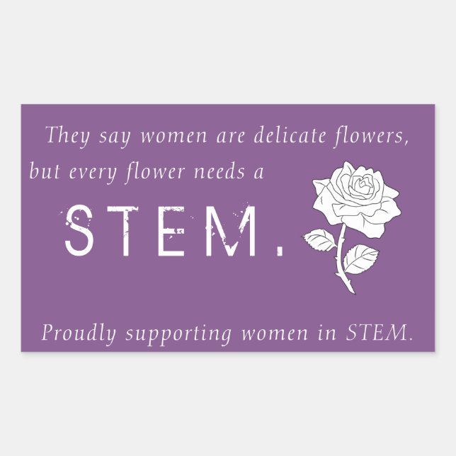 Pegatina Rectangular Flores en STEM (Anverso)