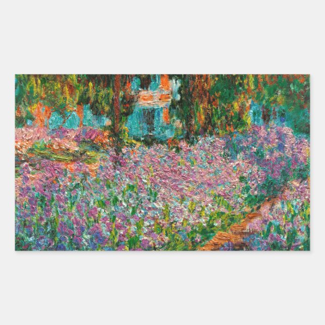 Pegatina Rectangular Flores Giverny del Irises Monet Garden (Anverso)