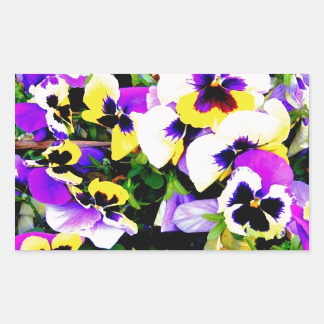 Pegatina Rectangular flores panantes (Anverso)